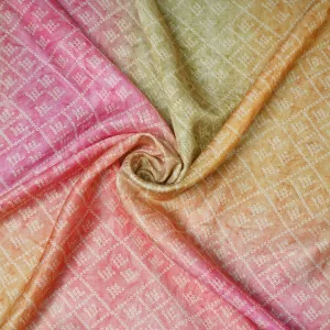 Multicolor Bandhani Print Gaji Silk Fabric 17532