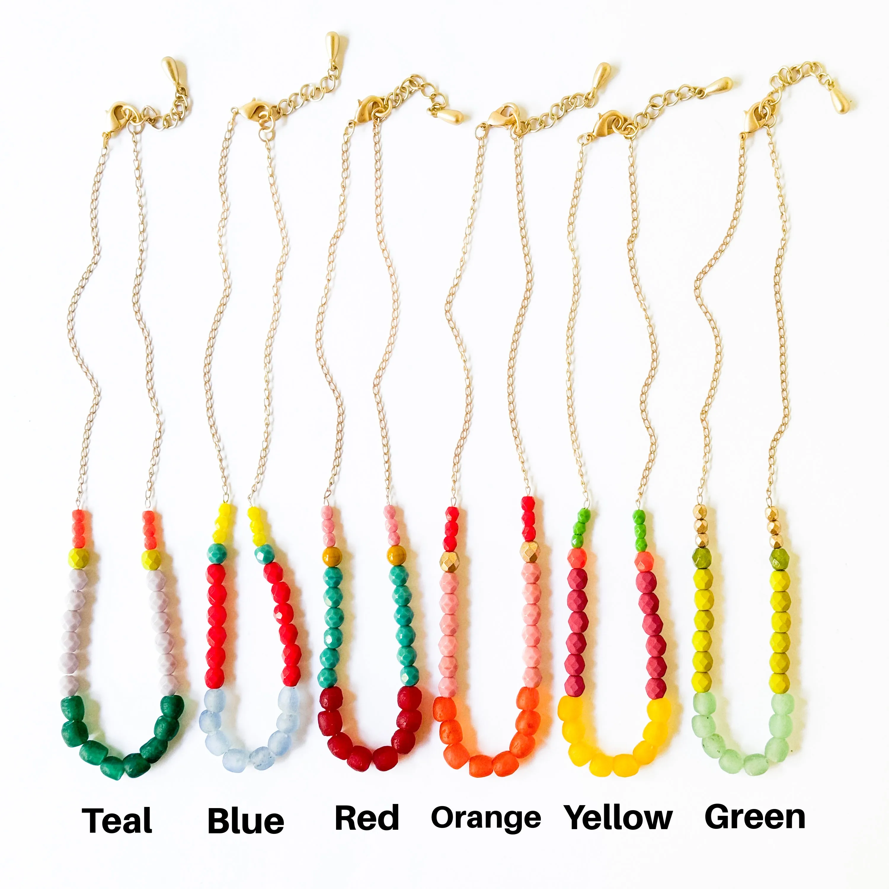 Multicolor Recycled African Glass And Mixed Bead Necklace