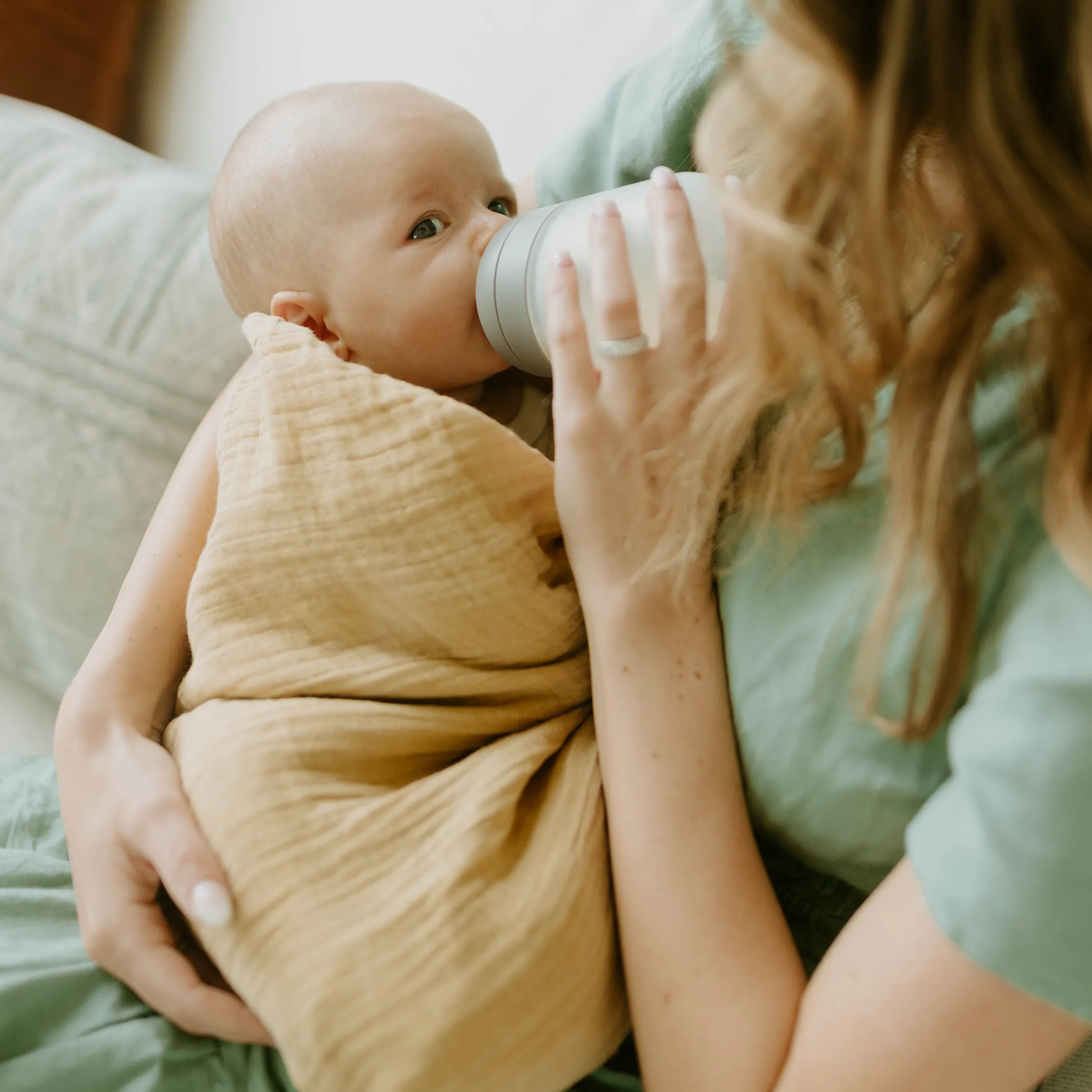 Organic Cotton Muslin Swaddle Blanket - Wheat