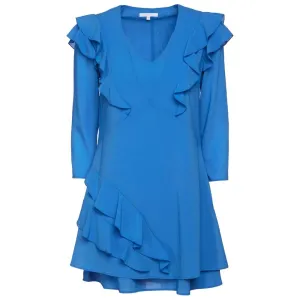 Patrizia Pepe Elegant Light Blue Ruffled Mini Dress