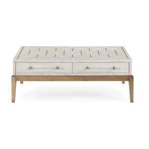 Perrine Wood White Rectangular Cocktail Table