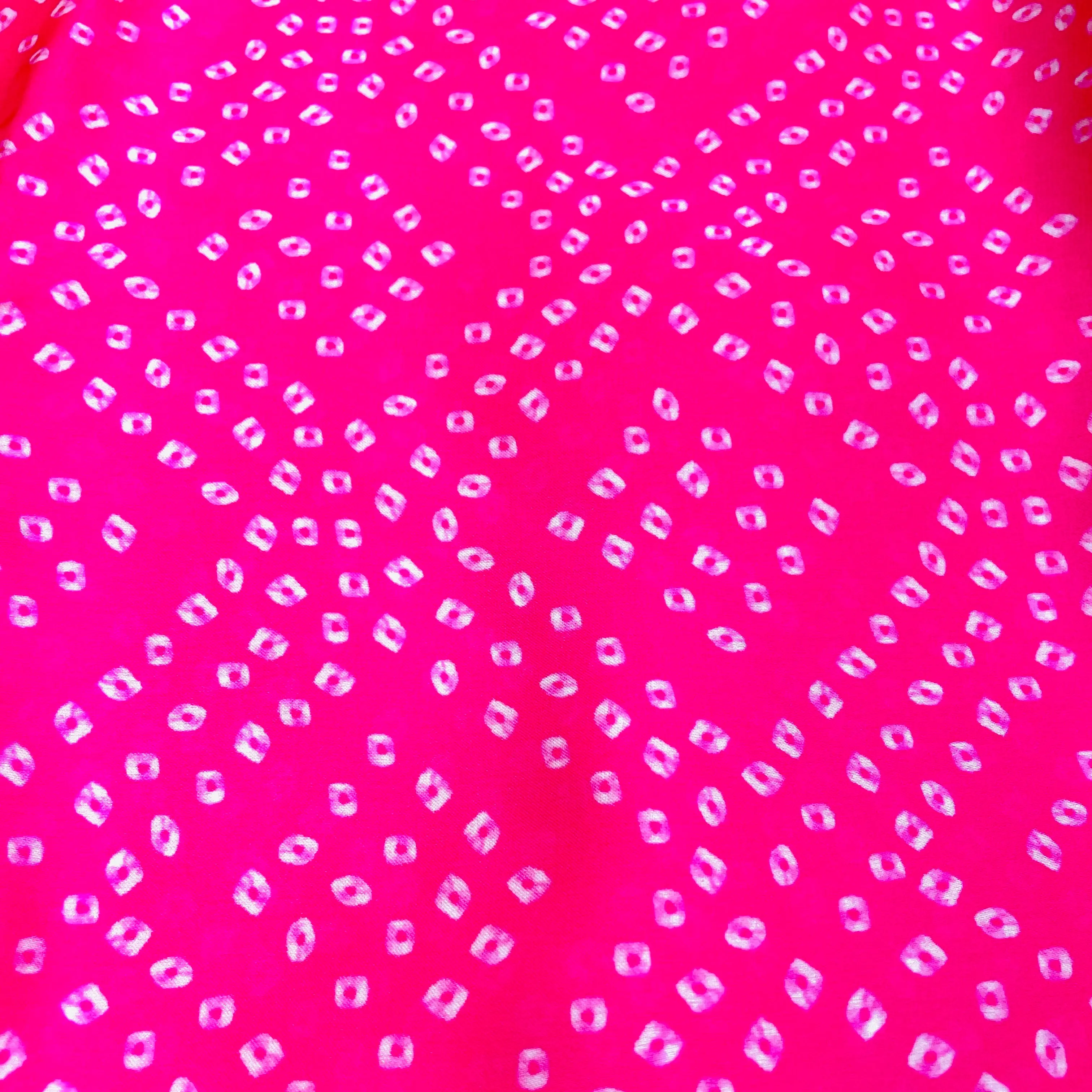 Pink Bandhani Print Georgette Satin Fabric