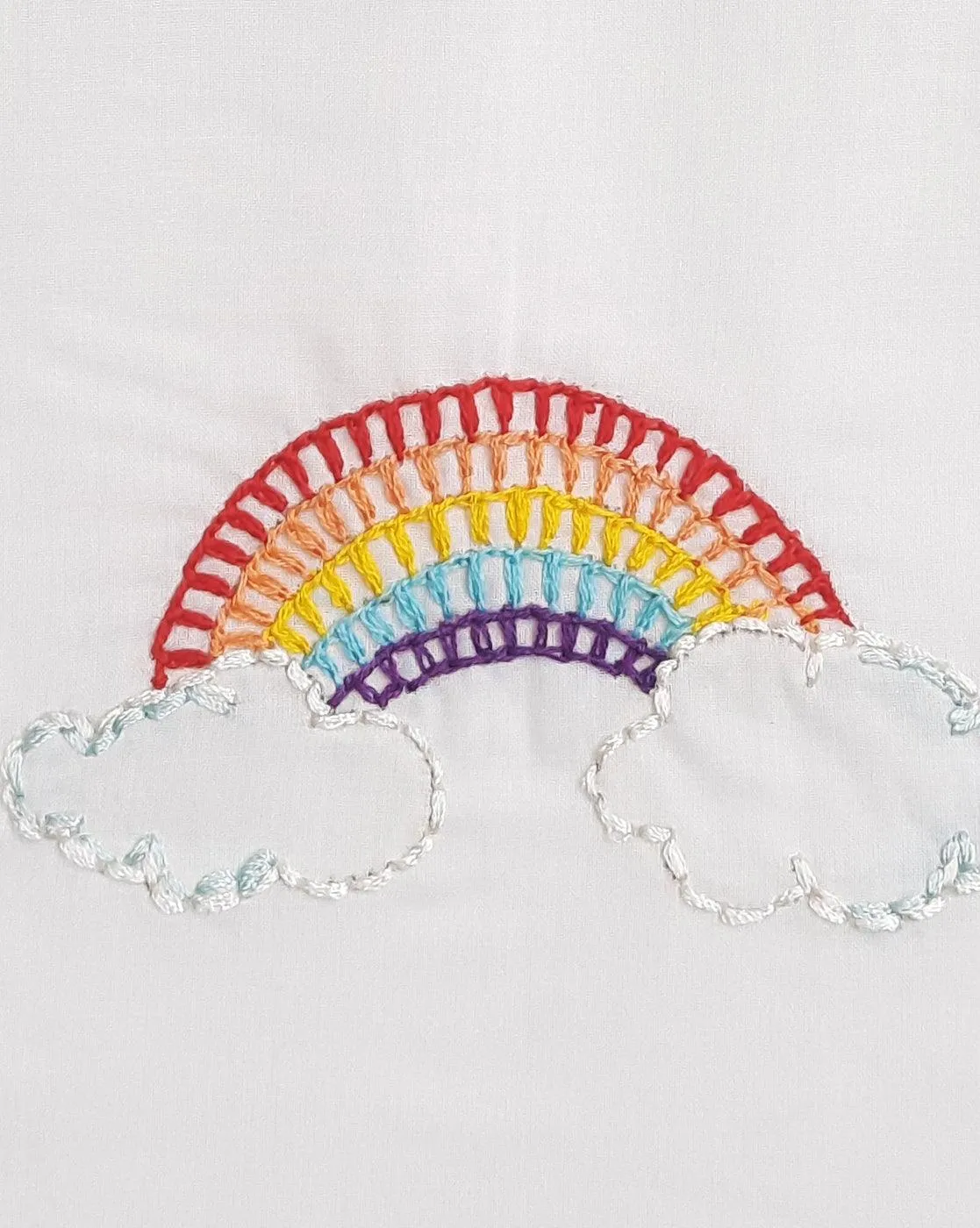 Rainbow- Organic Cotton Sleeveless Hand Embroidered Unisex Baby Jhabla