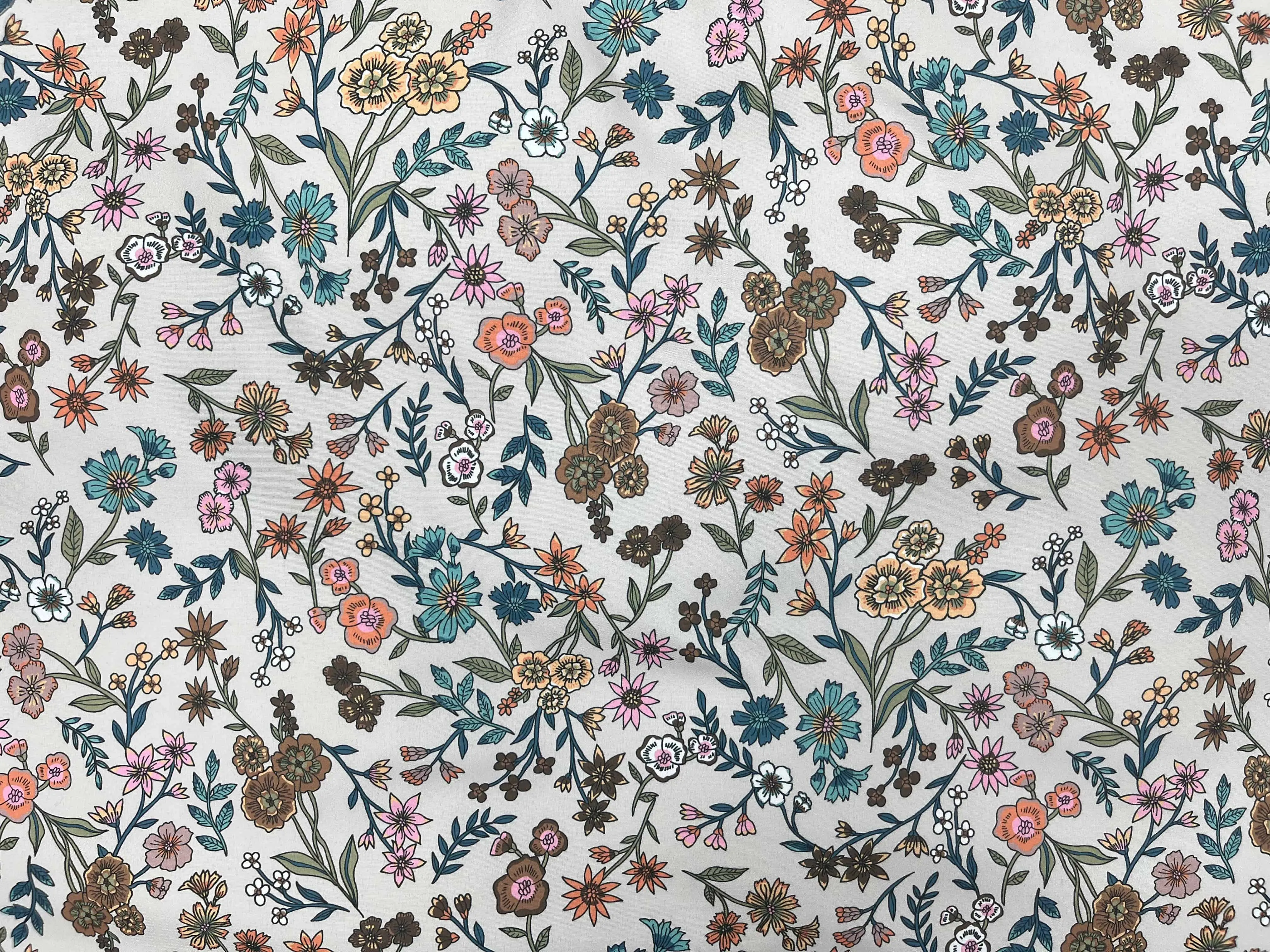 Stone Floral - Printed Peachskin Fabric