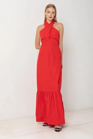 SWF - Crossover Halter Maxi Dress - Rose *FINAL SALE