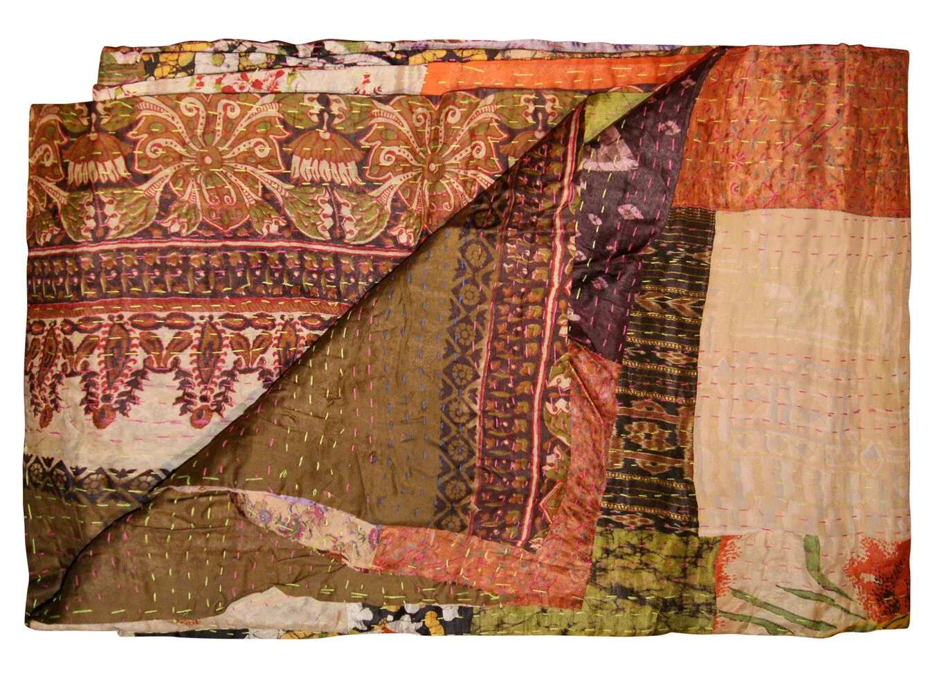 Taj Hotel Home Decor Kantha Silk Throw | 50"x70" | 4