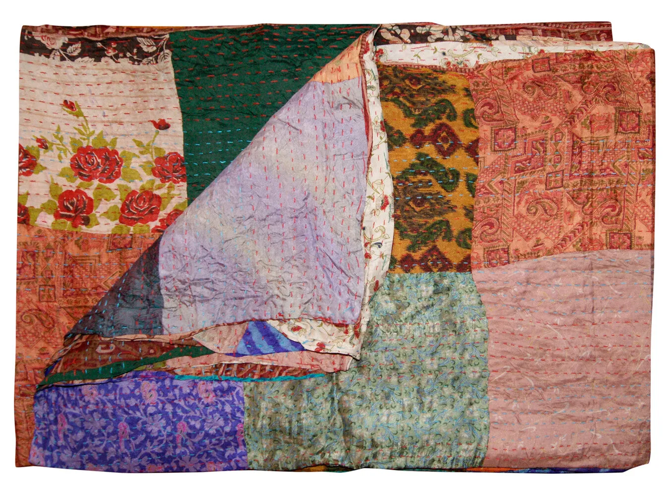 Taj Hotel Home Decor Kantha Silk Throw | 60"x90" | 3