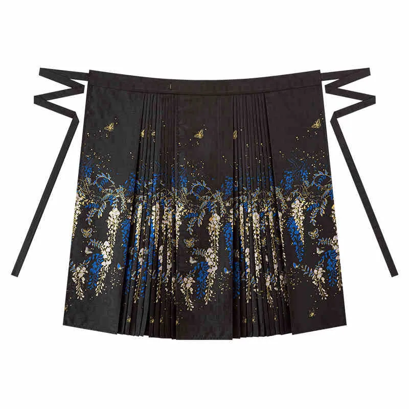 Wisteria Flower Rain Ma Mian Skirt - Modern Style Hanfu Mamianqun Daily Wear for Women