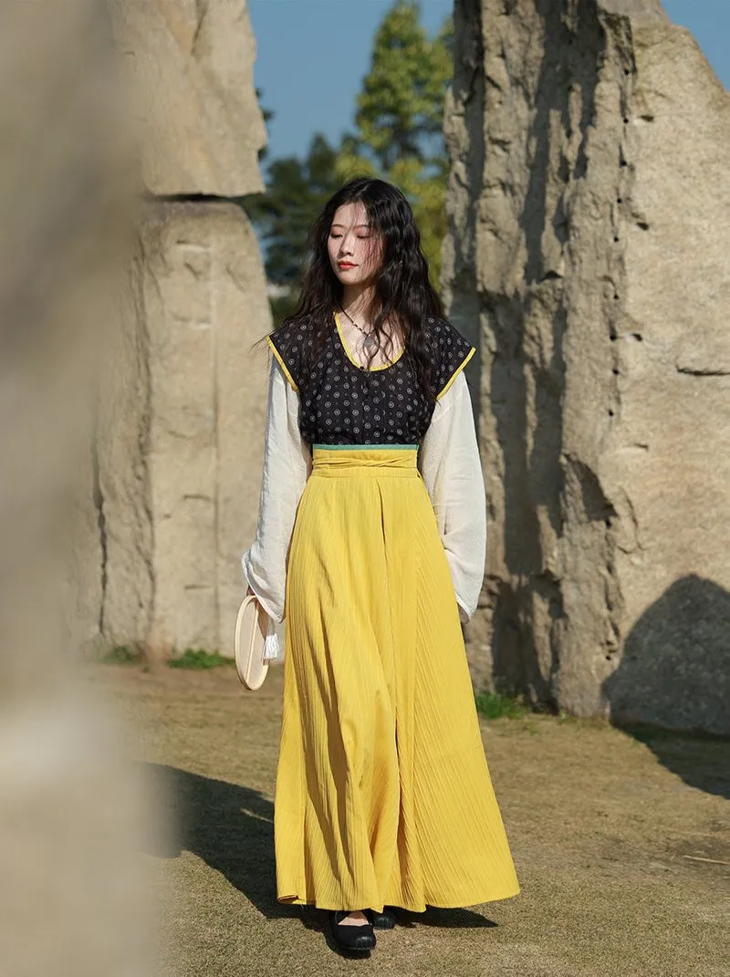 Xuyu 须臾 A Moment in the Early Tang Chuiling Banbi Jacket & Poqun Broken Skirt Ruqun Set